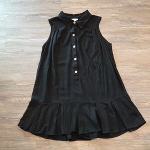 Allie Rose Linen  Women Black Romper  Size Large Pleted Hem